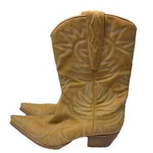 Vintage Guess Tan Cowboy Boots Women’s 10 Boho Western Leather Embroidered